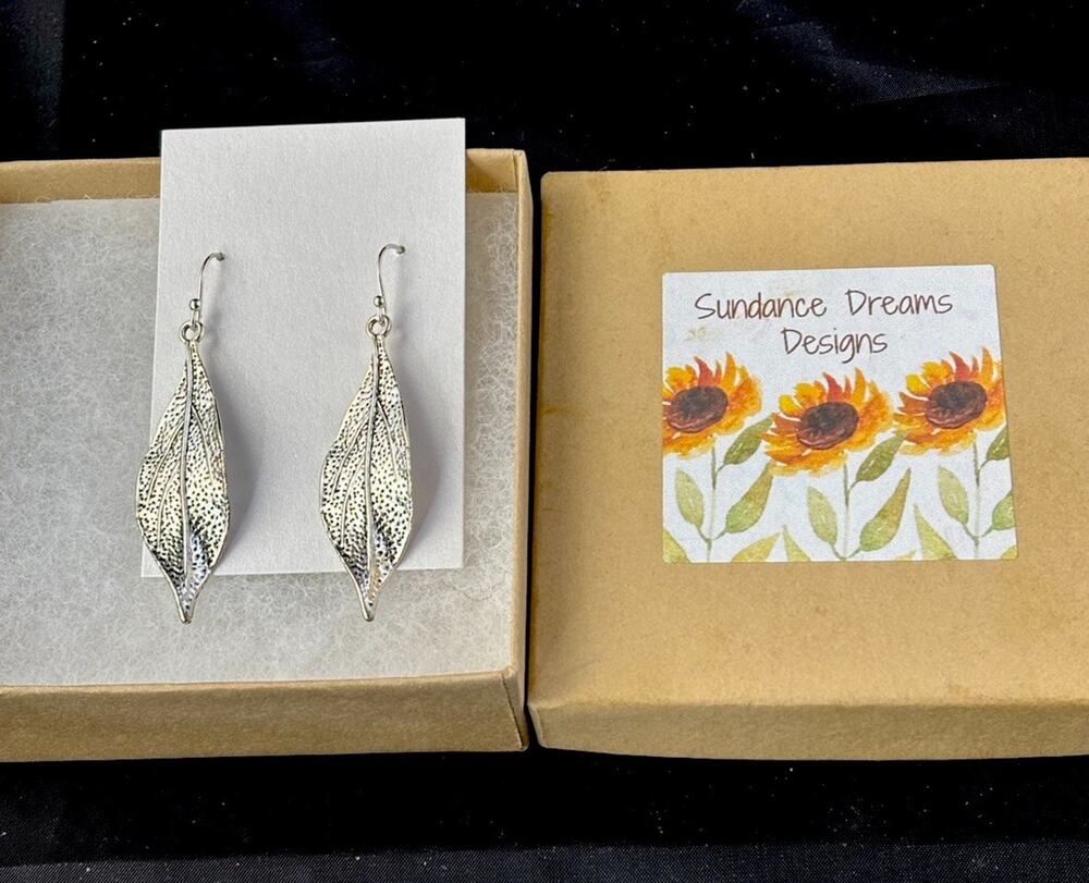Wavy Leaf NEW BOX Earrings On 6.18Gr Sterling Silver Sundance Treasures Jewelry